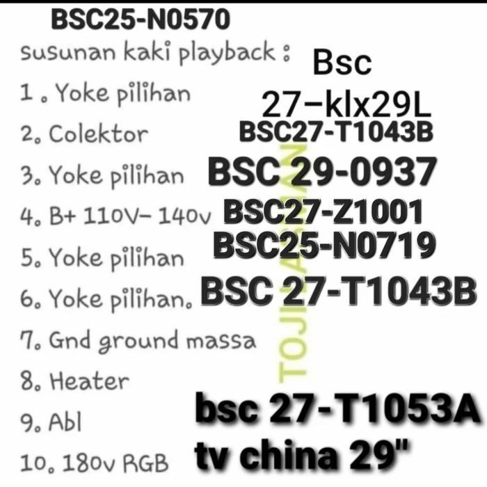 Playbcak Flyback Bsc 26 27 Bsc27-Z1001 Bsc25-N0719 N0570 Tv 29 Bsc29-0937 Wansonic W Com Wcom 29 Tv