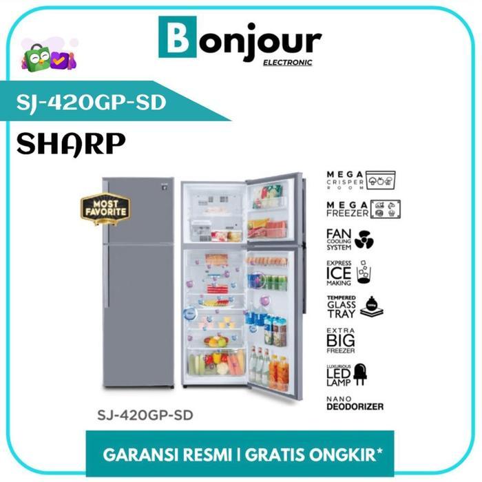 Kulkas Sharp 2 Pintu SJ 420GPSD 338 liter Kulkas Sharp SJ420GPSD 338L