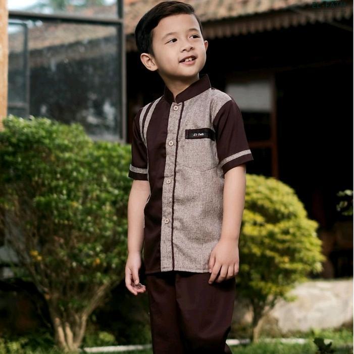 EL-FATH Setelan Koko Anak Al Ghifari By EL-FATH Koko Lengan Pendek Baju Celana Bahan Toyobo &