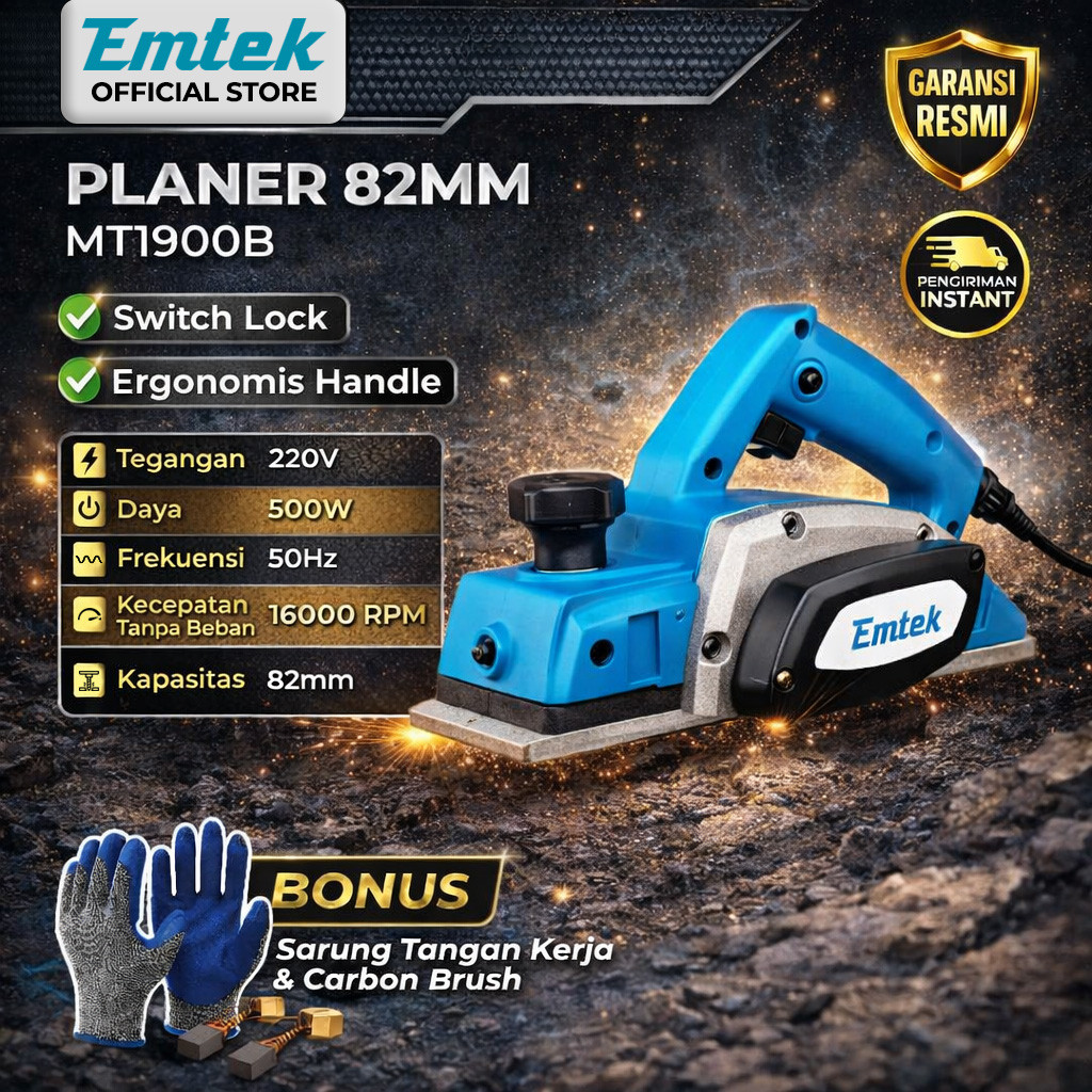 EMTEK Paket Serut Kayu 82mm + Pisau Serut