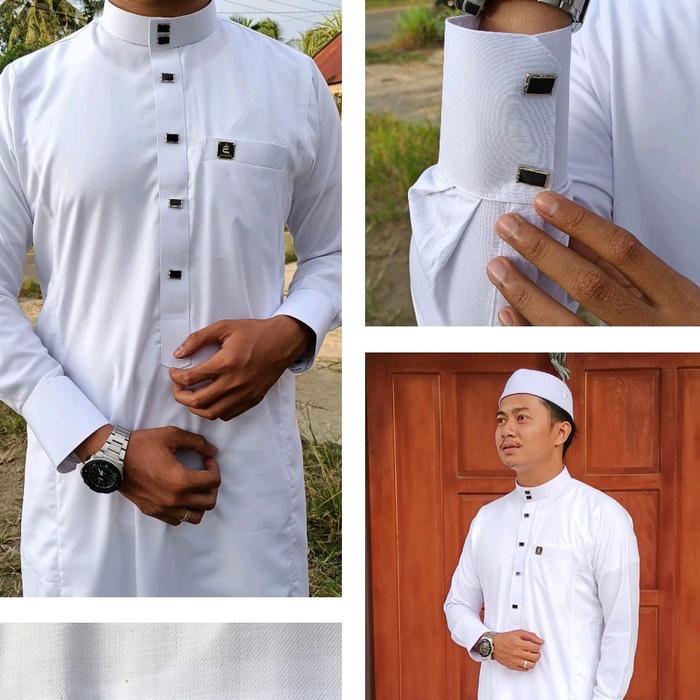 Elghazi [Thobe 1 Jubah Basic] Gamis Pria Jubah Dewasa Kekinian Trendy Polos Hitam Putih Navy Abu