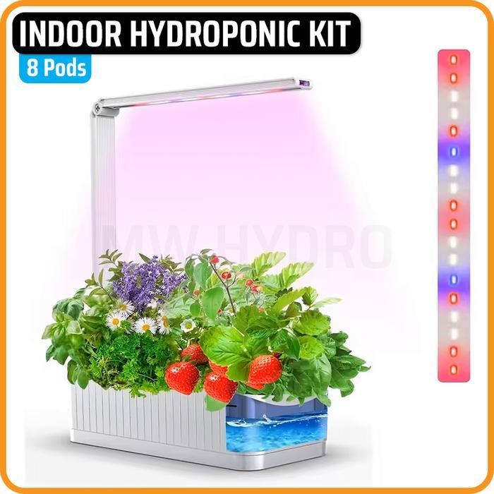 Indoor Mini Hydroponic Kit with Automatic Timer Grow Light, 8 Pods - Kit Hidroponik Dalam Ruangan