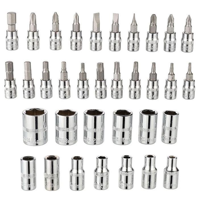 Kunci Sok Set 46 Pcs Socket Wrench Mata Obeng Dilengkapi Box Penyimpanan -Kunci L Set Lengkap Kunci