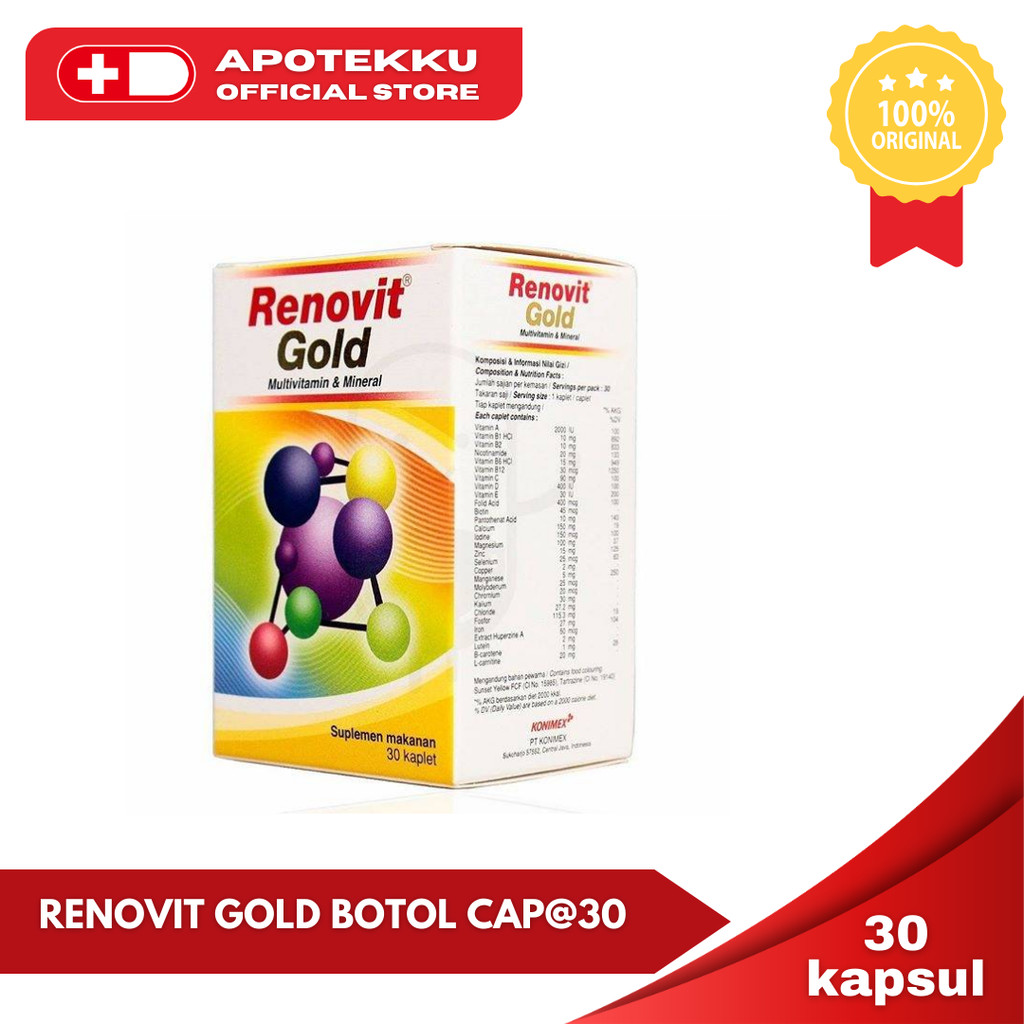Renovit Gold Multivitamin - 1 Botol (30 Kaplet) Lansia