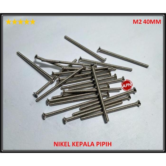 "New" 50PCS BAUT / SCREW M2 40MM NIKEL KEPALA PIPIH