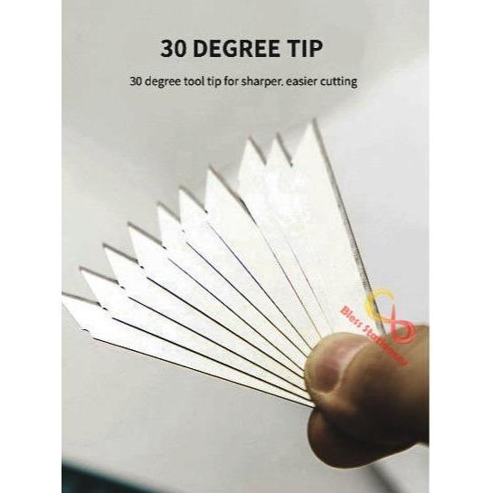 "New" Deli isi cutter 30 derajat isi ulang cuter runcing Refill Cutter Blade 30 Degree
