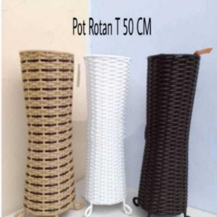 POT ROTAN TINGGI VAS BUNGA SUDUT