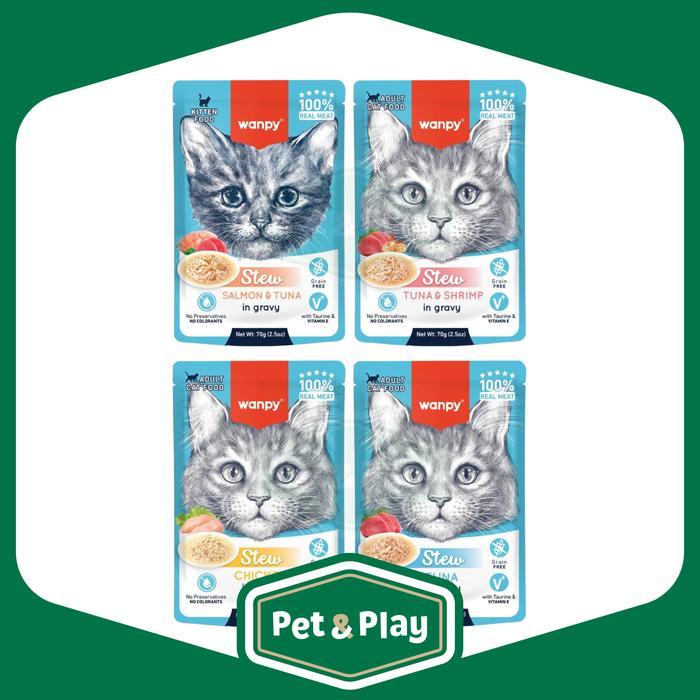 Wanpy Cat Kitten & Adult Stew Retort in Gravy Pouch 70 Gr