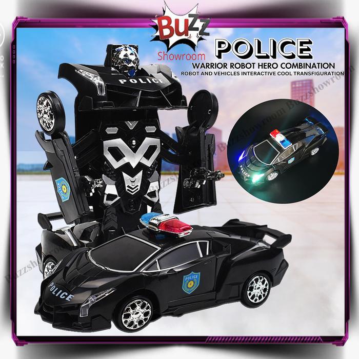MOBIL TRANSFORM ROBOT HITAM MAINAN ANAK TRANSFORMERR VENOM LIGHT SOUND