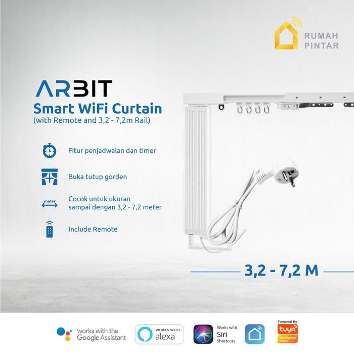 ARBIT WiFi Curtain Motor + Remote + Adjustable Rail 3 4 5 6 7 M Meter Rel Gorden Pintar Smart Home