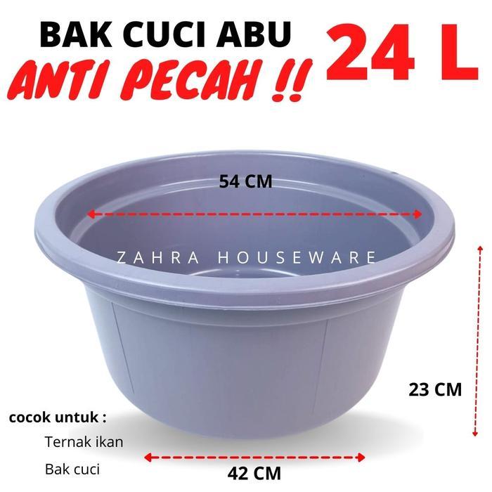 Baskom 24 LITER Abu YUTAKA Bak Cuci Plastik Jumbo Ember Air Cuci Baju