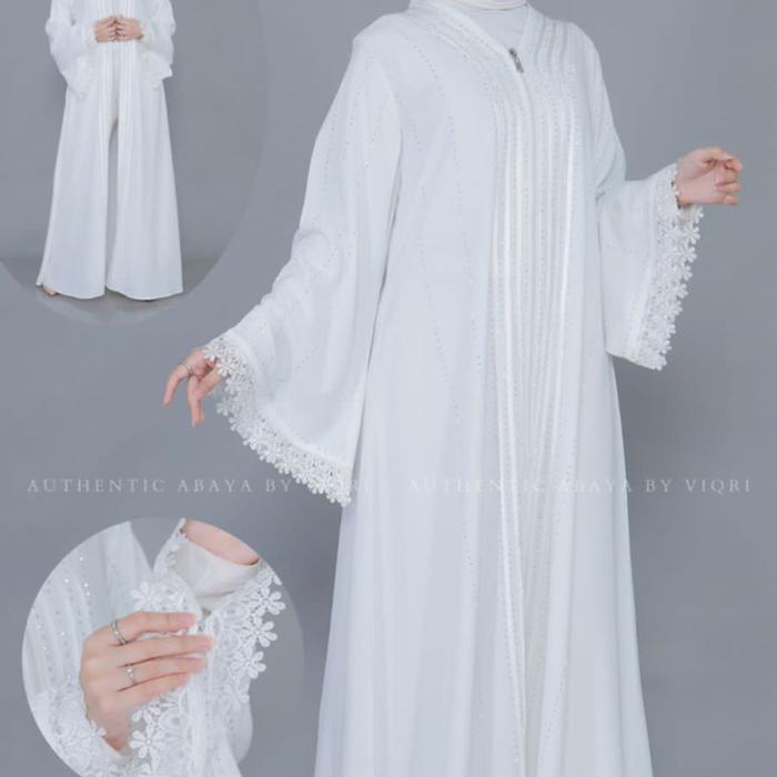 zeni Abaya Asmaa size S M L Jumbo XL Special Black White Premium Aplikasi Renda Abaya Umroh