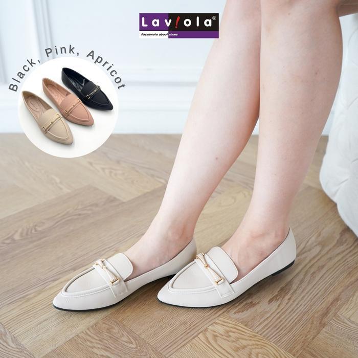 ORIGINAL Laviola 4269 LSH - Flat Shoes Wanita Black Pink dan Apricot READY STOCK