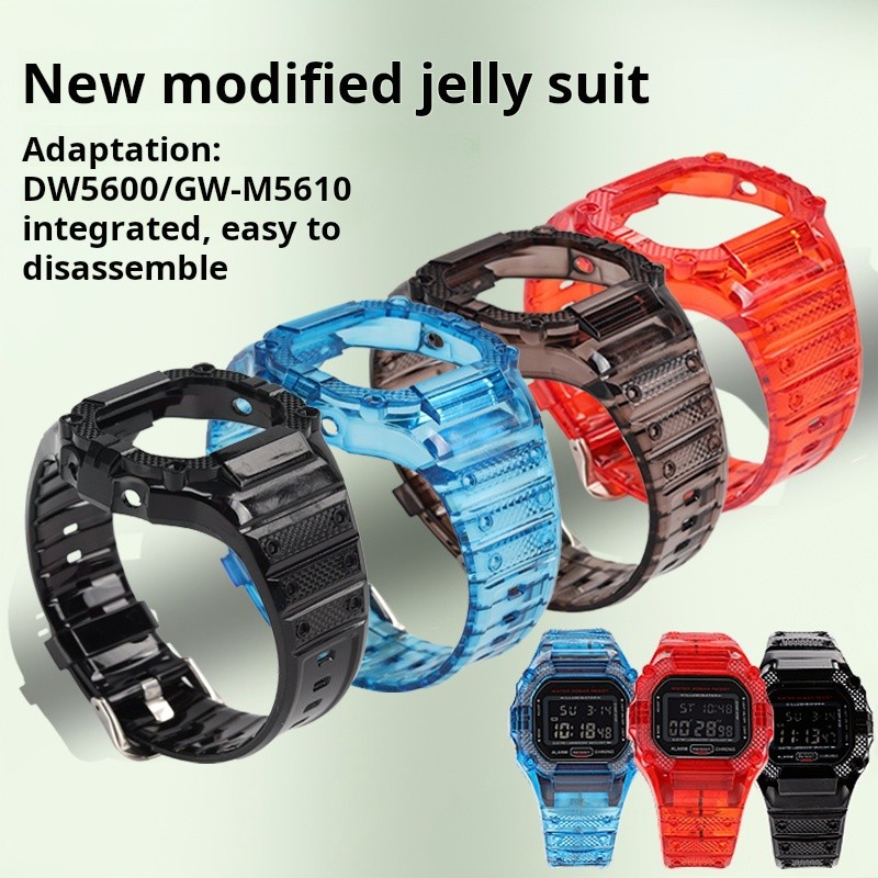 For Casio GSHOCK DW5600 5610 GW-B5600 GW-M5610 G-5600E silicone men case strap Transparent bezel
