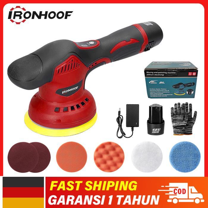 Krisbow Modern - Ironhoof 12V Mesin Pemoles Polisher Baterai Portabel Mesin Poles Mobil