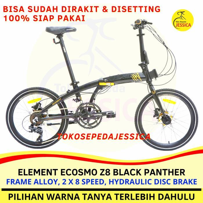 Sepeda Lipat 20 Element Ecosmo z8 Black Panther Folding Bike Murah