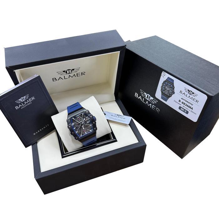 Sedia Balmer B-8836MA Jam Tangan Pria AUTOMATIC 8836 RM Silicone Sapphire Biru