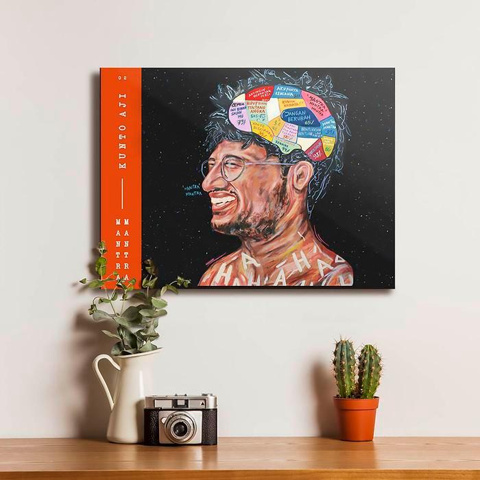 Mantra Kunto Aji Poster Kayu Hiasan Pajangan Dinding Rumah Frame Gantungan Frame