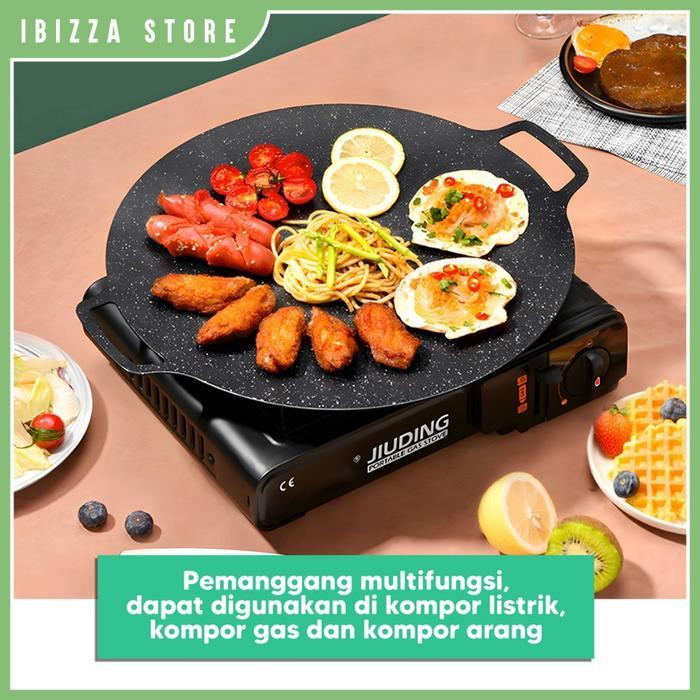 Panggangan Korea Grill Pan Bulat Datar Bbq /Wajan Bulat Anti Lengket 28 30 32 34cm Alat Teflon
