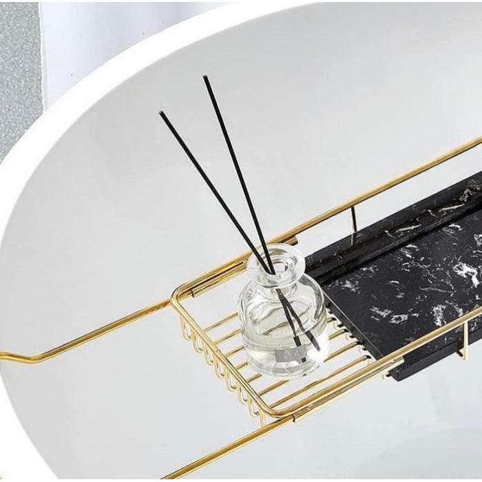 Tatakan Bathtub Tray Nampan Kamar Mandi Gold Marble Stainless