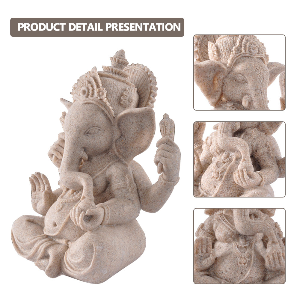 Patung Dewa Gajah Batu Pasir Antik Patung Dewa Ganesha India Patung Batu Pasir Buddha Miniatur Ukira