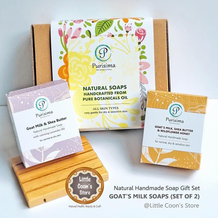 Handmade Soap Set Purisima Goat Milk Shea Butter Honey & Lavender (gift set sabun mandi natural susu