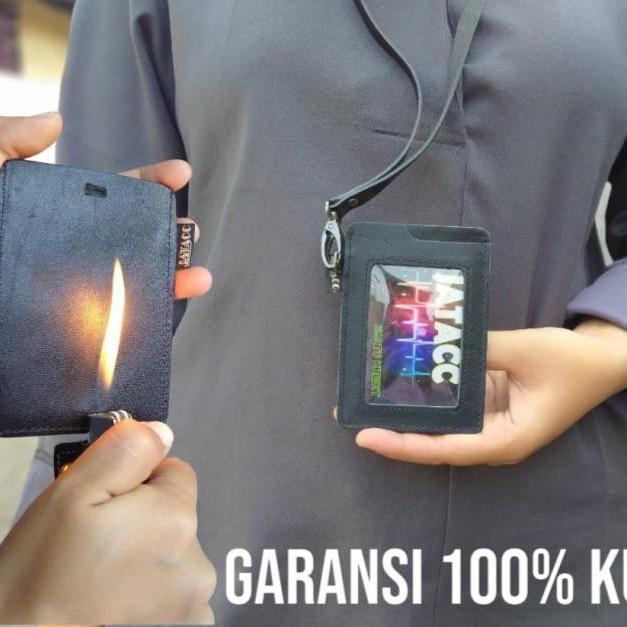 ID Card Holder Kartu Nama Dompet Leher Kulit Sapi Asli