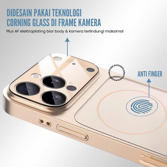 Iphonecasestore - Magnetic Corning Sandblash Glass Case Untuk Iphone 11-17 Pro Max Th620, Anti