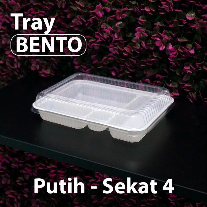 Tray Bento putih - Sekat 4 Putih