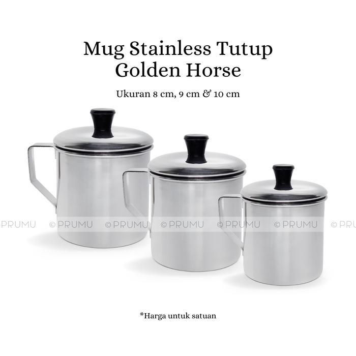 Mug Stainless - Mug Tutup - Cangkir Stainless - Golden Horse