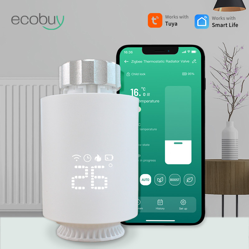 Tuya ZigBee Thermostatic Radiator Valve Zigbee Thermostat Smart Radiator Valve Temperature