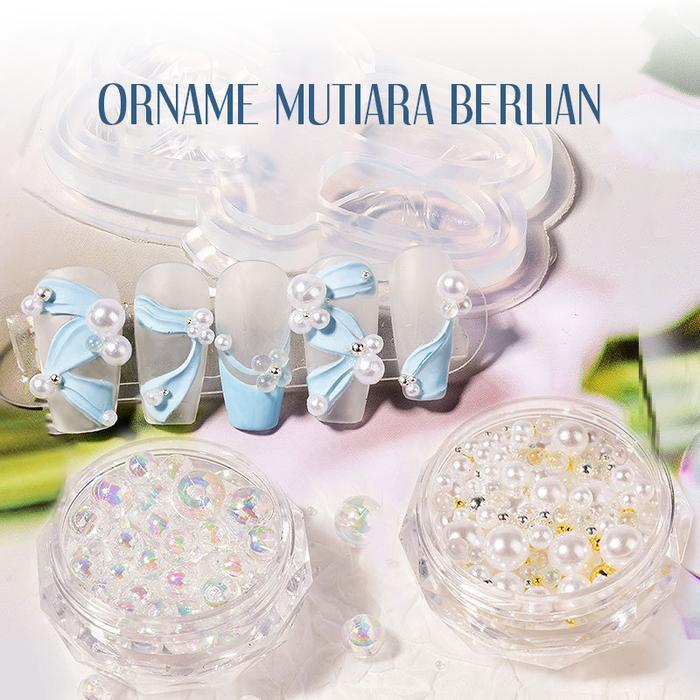 beauty Orname Mutiara Berlian Imitasi 3d Bahan Metal Gaya Jepang Untuk Dekorasi Nail Art Polish