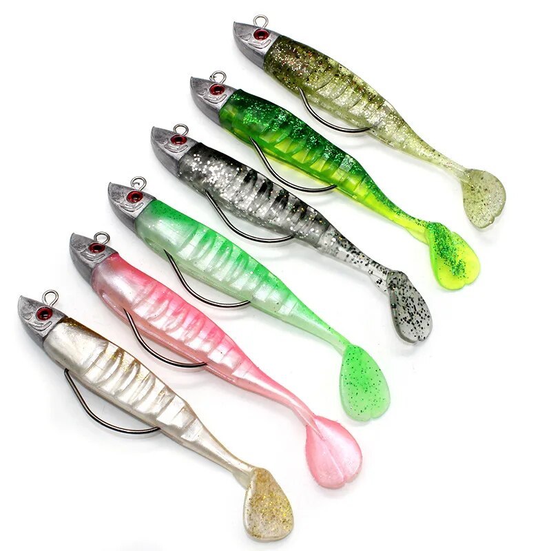 Burle 10Cm 15.5G 13Cm 26G T Tail Soft Lure Jig Head Soft Fishing Lure With Barbed Hook