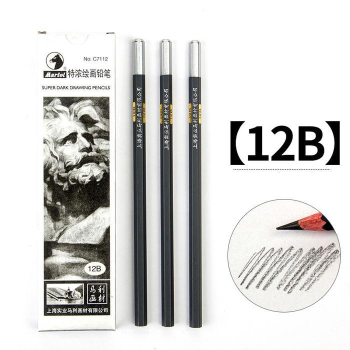 "New" Maries Drawing Pencil 10B 12B 14B / Pensil Lukis 10B 12B 14B