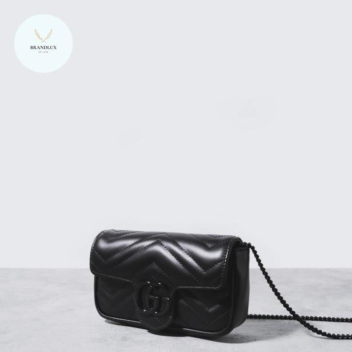 TERMURAH GUCCI GG marmont super mini bag Black Red READY STOCK