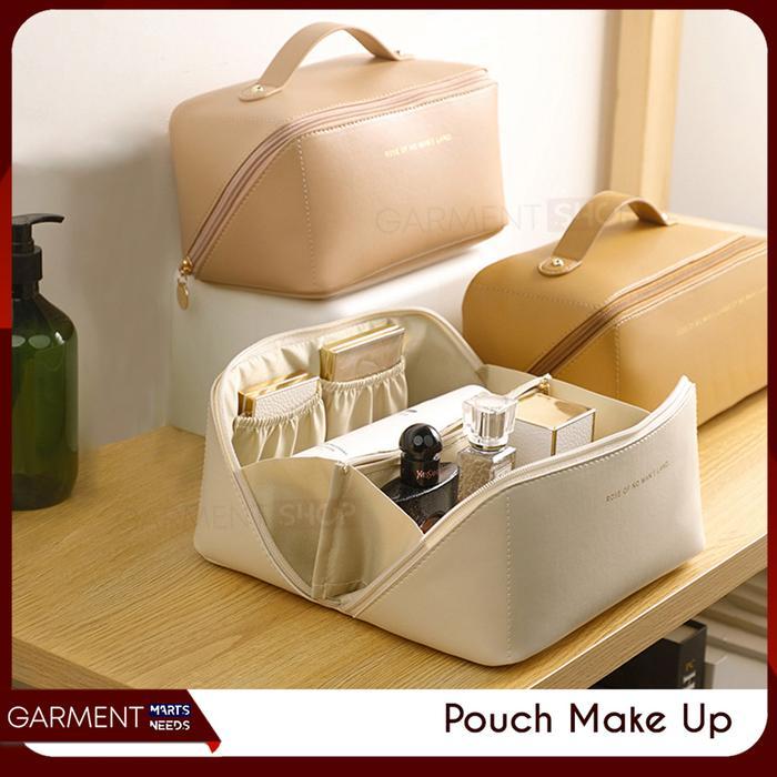 Tas Kosmetik Skincare Dilengkapi Furing Dan Kantong Travel Pouch Make Up Kapasitas Besar Waterproof