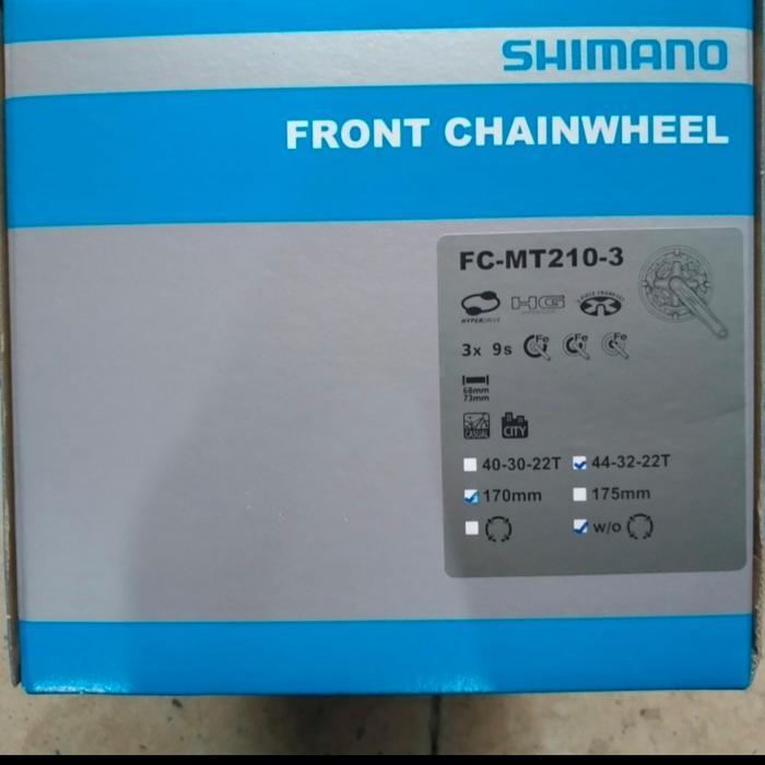 Crank Shimano Altus Fc-Mt210-3 44-32-22T 3 Speed Hollowtech Untuk 3 X 8 Dan 3 X 9 Speed Shimano