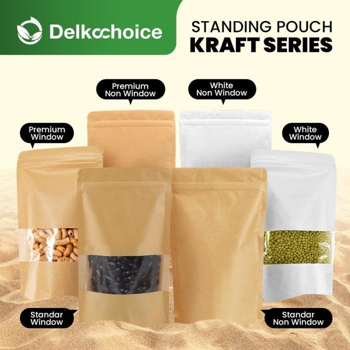[PACK] Kemasan Standing Pouch Kraft Window Non Window Kemasan Snack Plastik Klip Food Grade