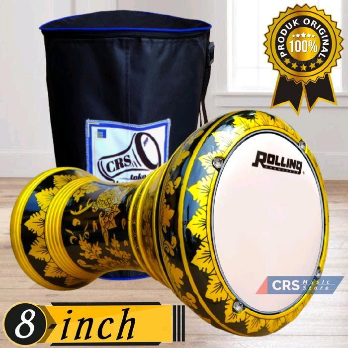 PROMO Darbuka Kayu 8 inch Gold Hitam Mika Putih