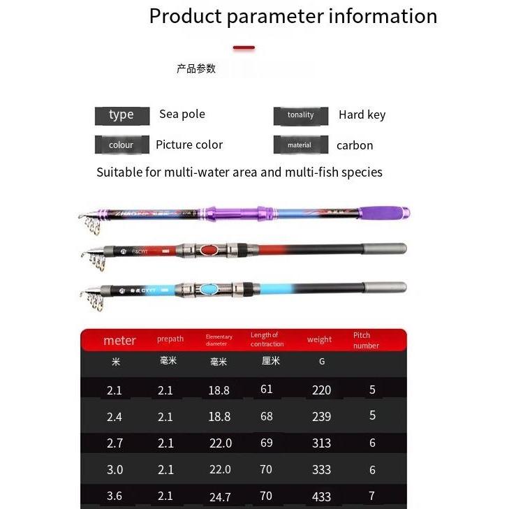 CALDARI PANCING LAUT FISHING ROD PURPLE JORAN PANCING TELESCOPIC ROD FLY CARP FEEDER PESCA PORTABLE