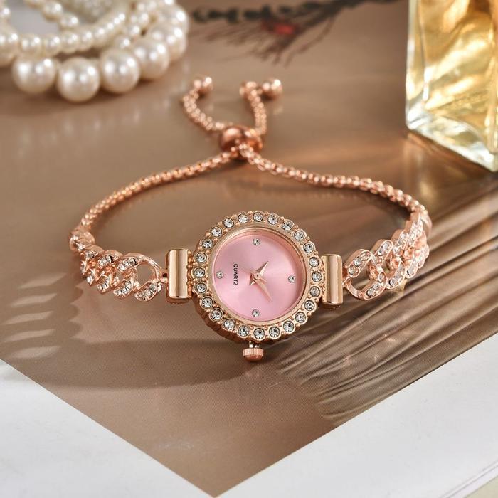 Jam Tangan Wanita Serut Model Kepang Bulat Gelang Unik Cantik Mewah