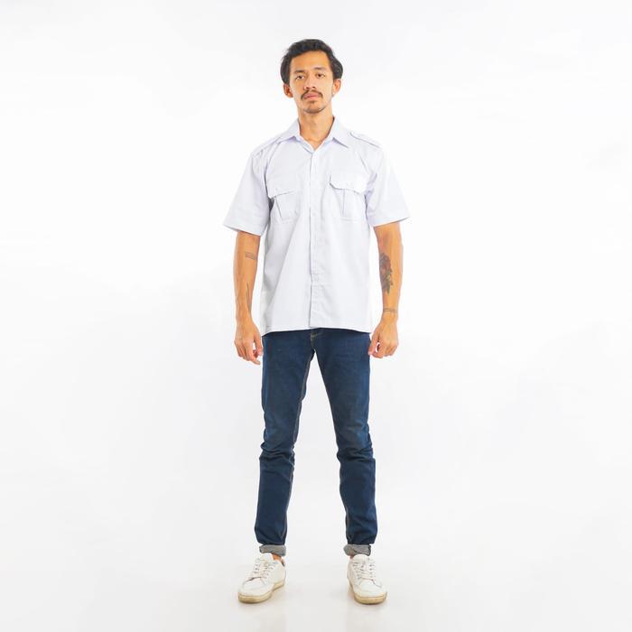 Baju Kemeja Pria PDL PDH Lapangan Lengan Pendek Pakaian Seragam Putih