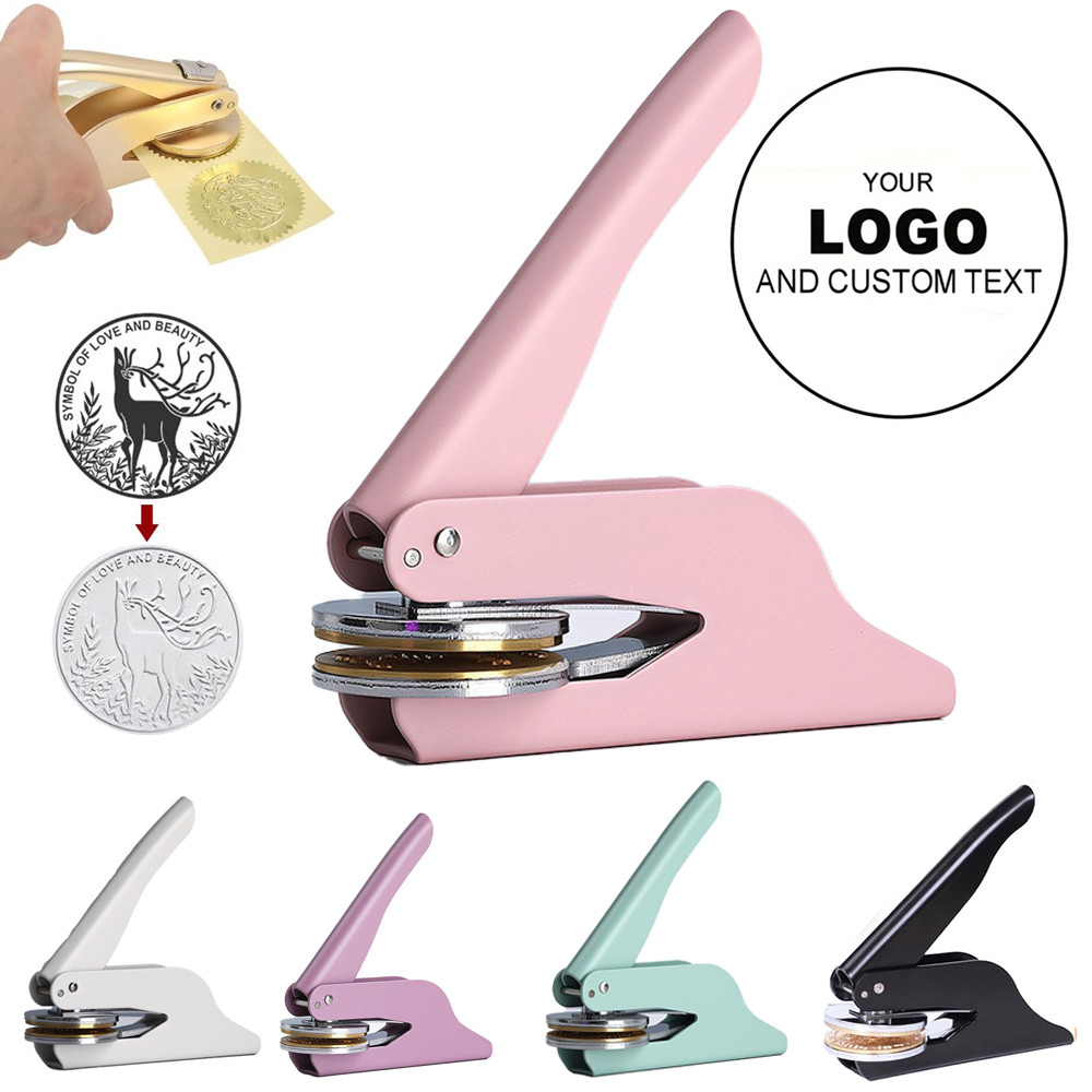 Customized Book Wedding Embosser Stamps Personalized LOGO Designs Embossing Stamp Custom Handheld