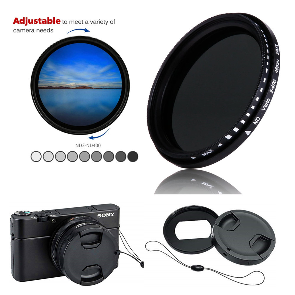 Variable ND Filter ND2-400 Neutral Density & Adapter Ring Lens Cap Keeper for Sony RX100 Mark VII VI