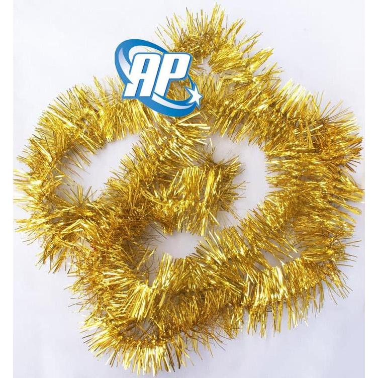 Slinger / tinsel / hiasan natal / parcel / slinger rumbai warna Emas