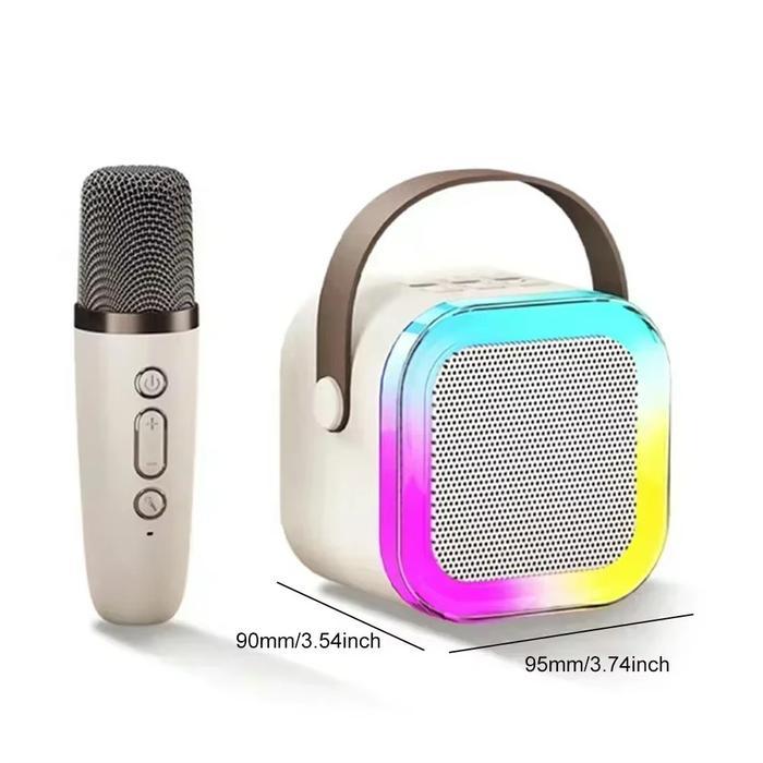 Speaker Bluetooth Mic Wireless Karaoke Portable Dual Mic Karaoke Rumahan Mini Speaker Set Lengkap