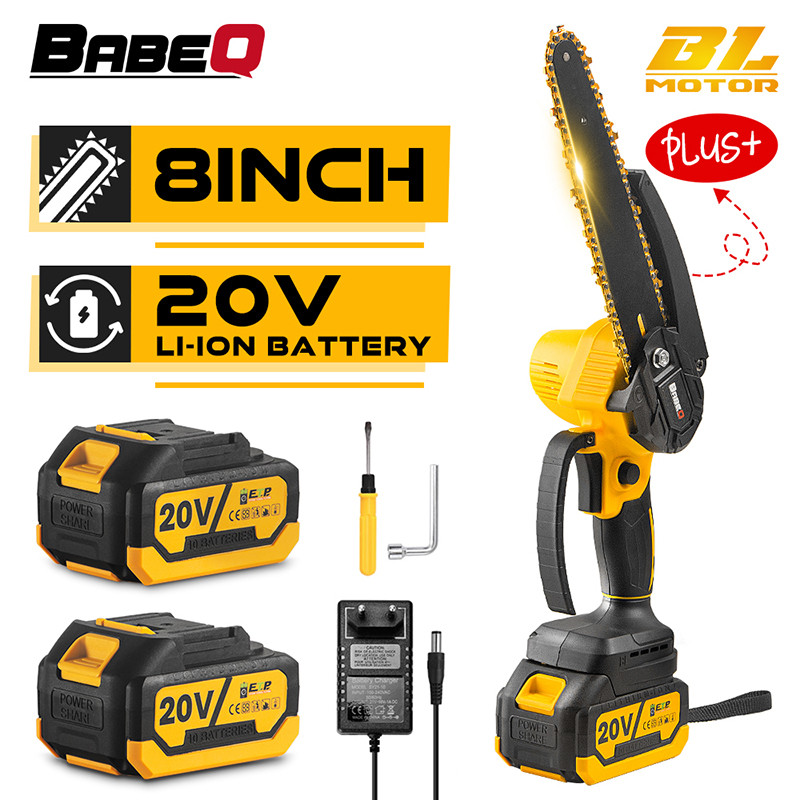 8 Inch Brushless Electric Chain Saw Rechargeable Handheld Pruning Saw Mini Electric Saw Woodworking 