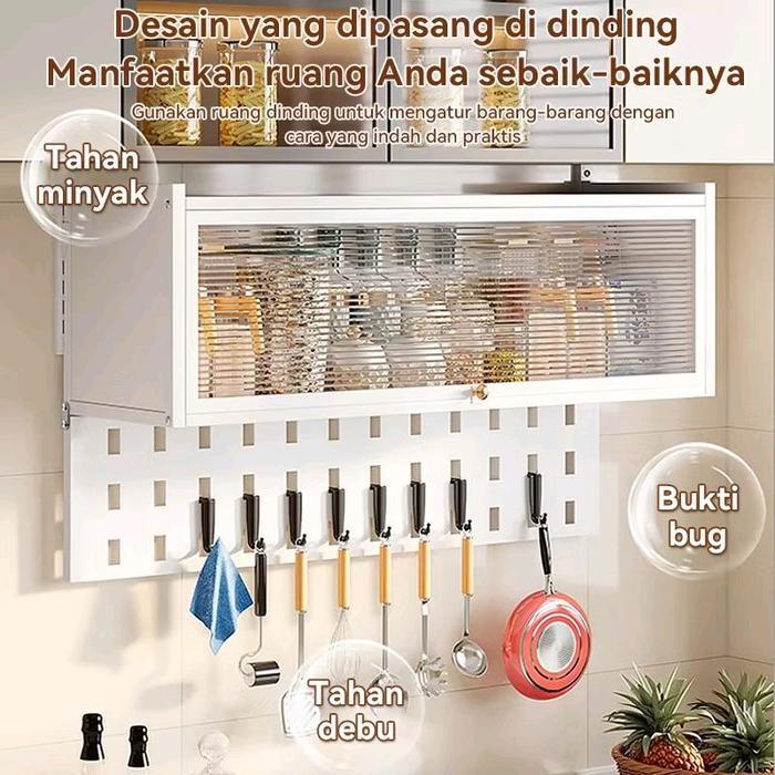 lemari dapur gantung rak dinding dapur kabinet dapur atas rak bumbu dapur dinding 65 cm hitam