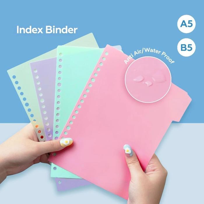 Divider Pembatas Binder Wengu Warna Morandi Pastel Aesthetic A5 / B5 - Wengu Divider isi 4 Lembar