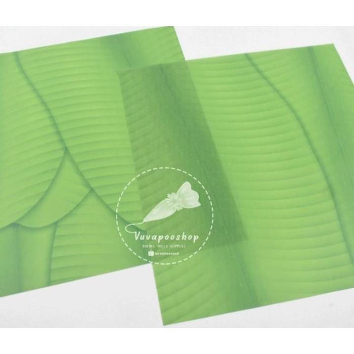 PLASTIK NASI MOTIF DAUN PISANG / KERTAS NASI BOX / ALAS MAKANAN ANTI LENGKET